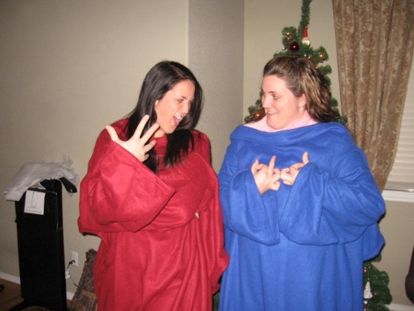 Is that a Gang Sign - Sister Snuggie Act with Nicole and Jenn